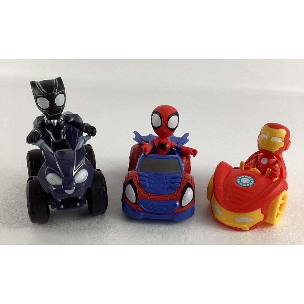 Marvel Spidey & His Amazing Friends 5" Figure w Racers Black Panther Iron Man